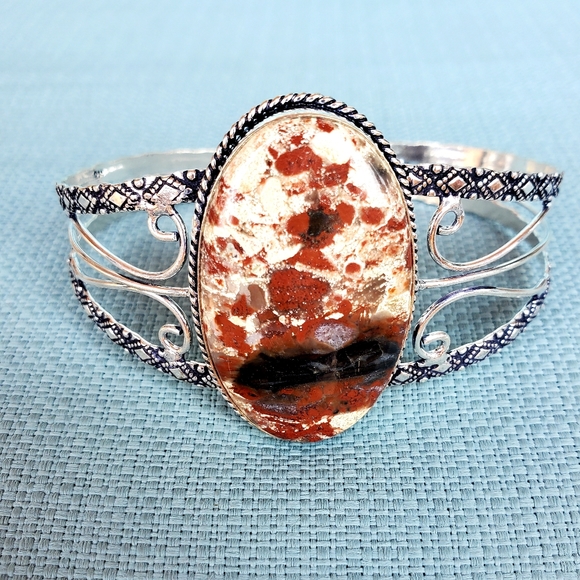 New Jasper 925 Silver Cuff Bracelet. - Picture 9 of 15